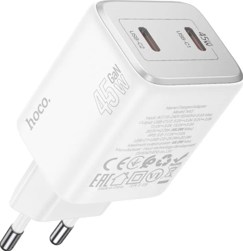 Hálózati töltő HOCO N42 45W fehér