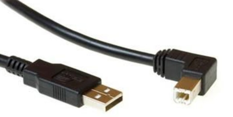 Kábel ACT USB 2.0 A male - USB B male 90 fokos 1.80 m