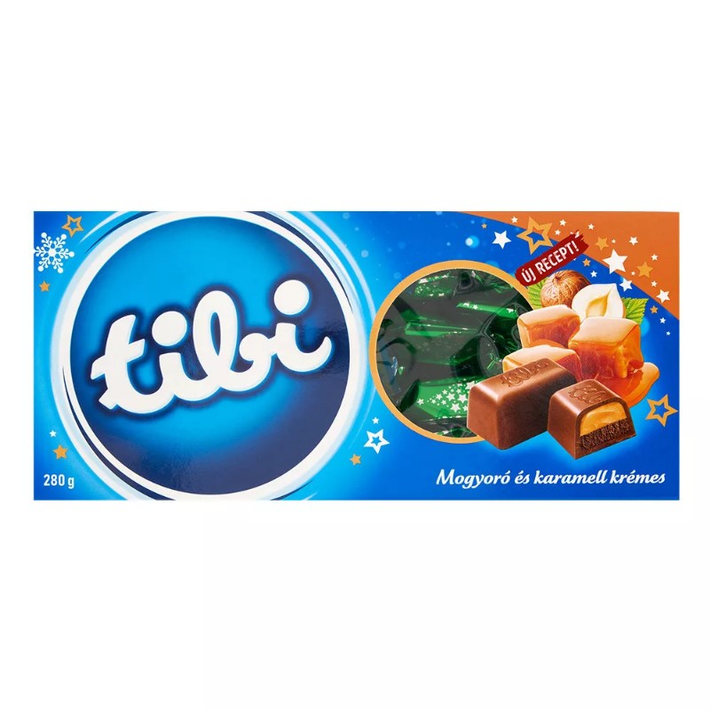 Szaloncukor Tibi 280g Mogyoró és karamell krémes