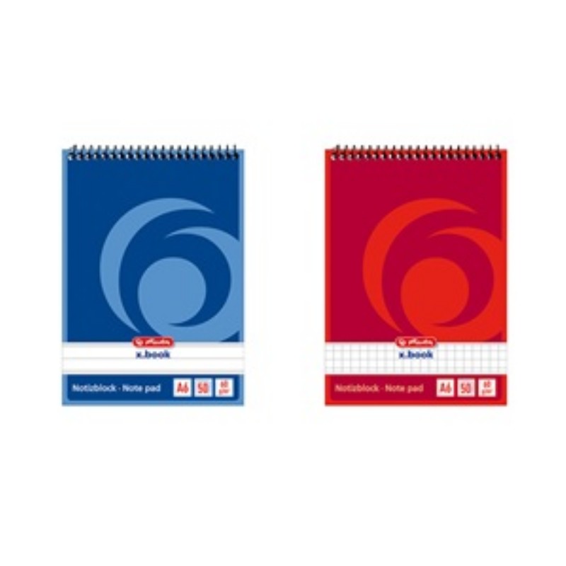 Jegyzettömb Herlitz A/6 Spirálos 50 lap Kockás