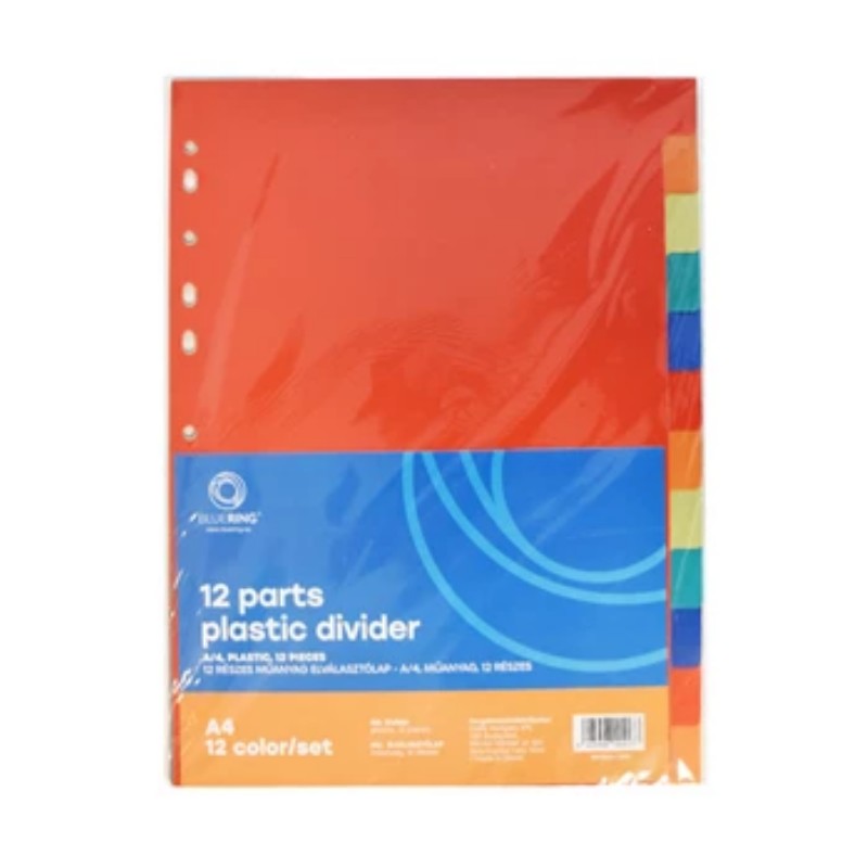 Elválasztólap Bluering színes műanyag 12db/cs