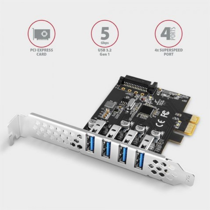 Bővítőkártya Axagon PCEU-43RS PCIe Controller 4x SuperSpeed USB