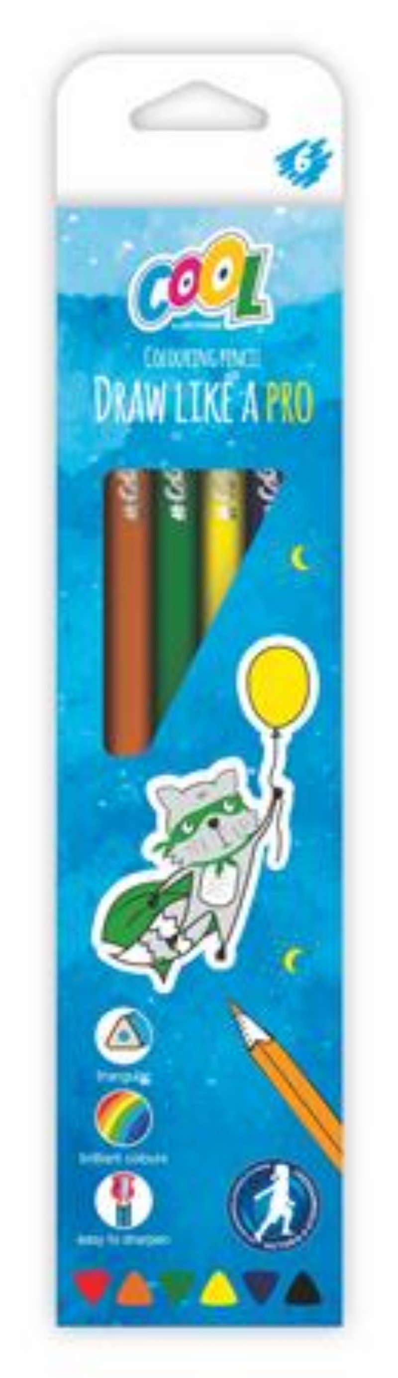 Színes ceruza készlet Cool By Victoria háromszögletű 6 szín