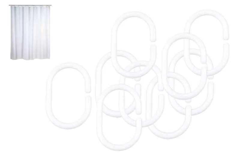 Zuhanyfüggöny Karika 30db/csomag Műanyag Fehér