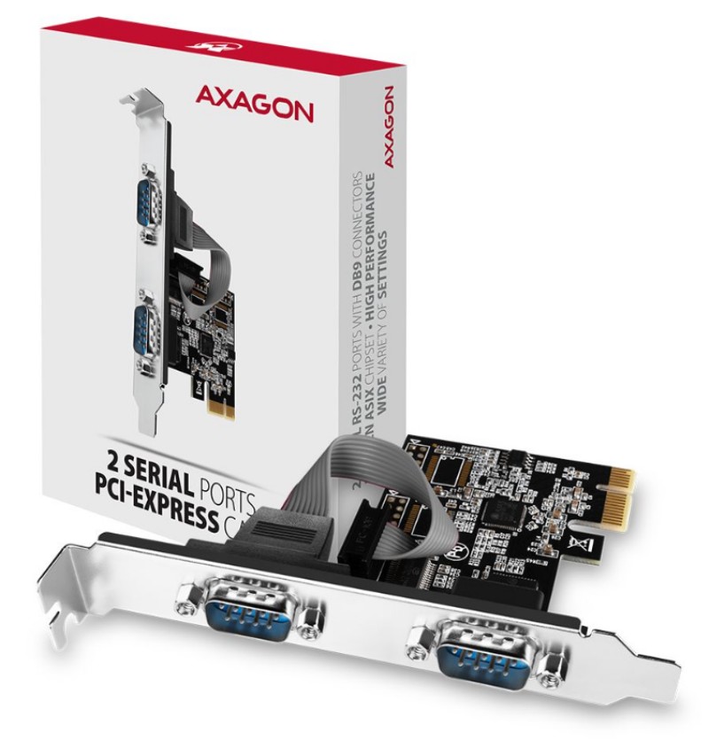 Bővítőkártya Axagon PCEA-S2N PCIE controller 2x Serial