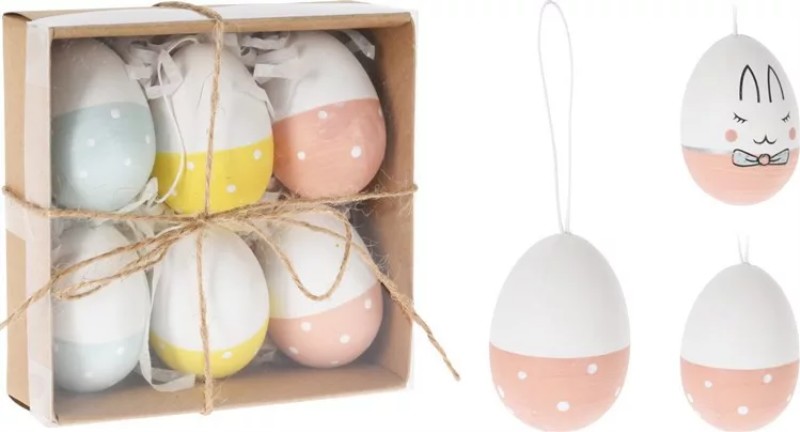 Dekoráció húsvéti 6db/csomag Függő tojás