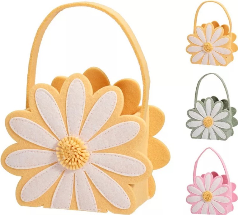 Dekoráció húsvéti Kosár Virágos Filc anyag