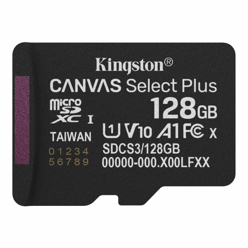 KINGSTON memóriakártya 128GB microSDXC Canvas Select Plus Gen3 - Class 10, A1, - adapter nélkül SDCS3/128GBSP