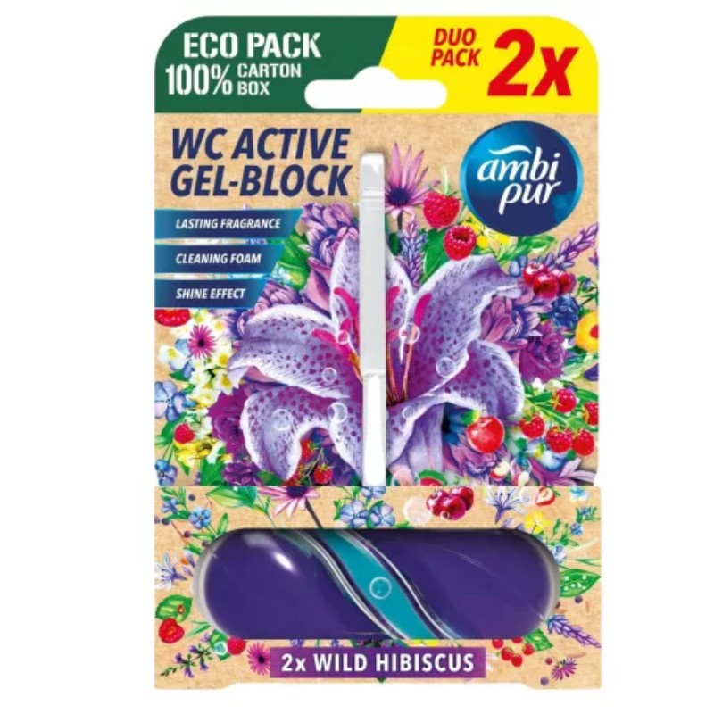 WC Ambipur golyó Active Gel Block 2x45g Wild Hibiscus