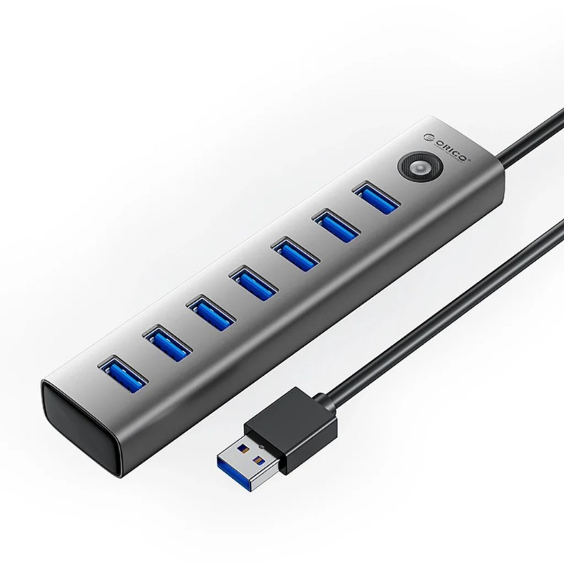 Orico CL7U-U3 hub 7x USB-A 3.0 + USB-C 5V/3A 1m - szürke