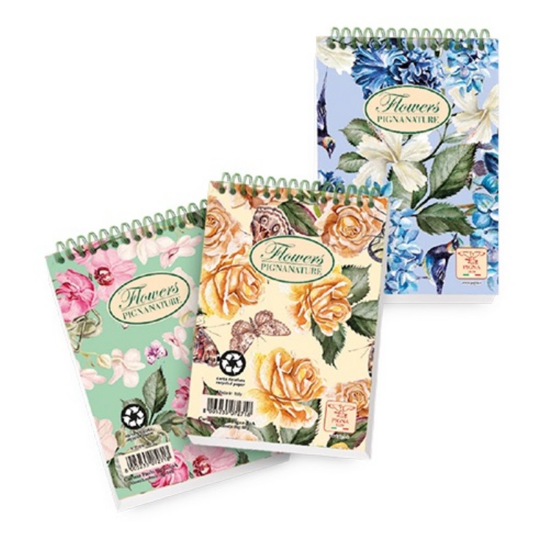 Jegyzettömb Pigna A/6 Spirálos 50 lap Kockás Flowers