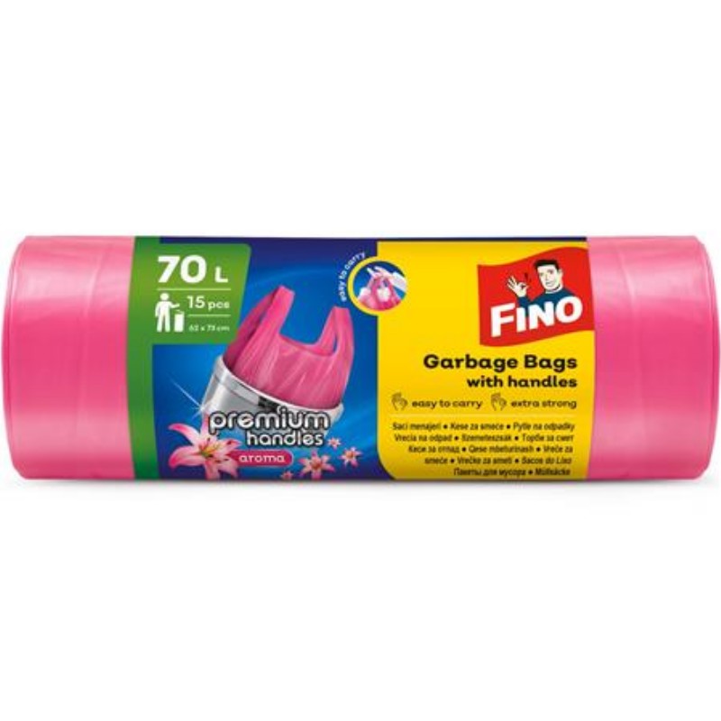 Szemeteszsák Fino 70L 15db Premium handles köthető füles