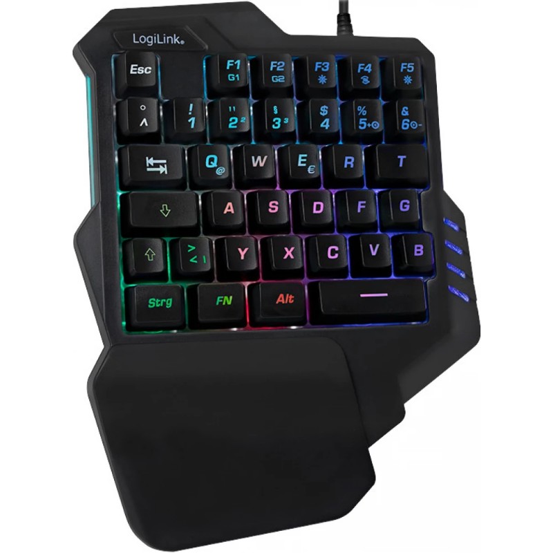 Egykezes Billentyűzet Logilink Gaming Black