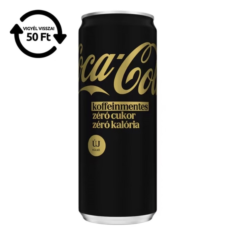 Üdítőital Coca-Cola 0,33L Zero Koffeinmentes Visszaváltható
