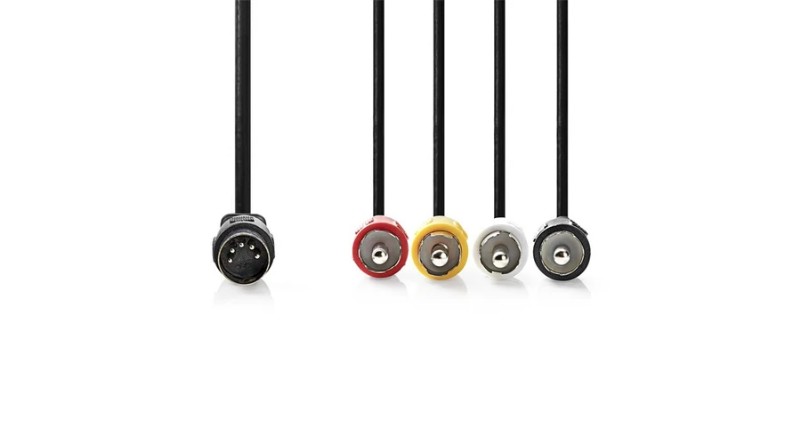 Nedis CAGL20400BK10 DIN audio kábel, DIN 5 tűs dugó - 4x RCA dugó, 1m