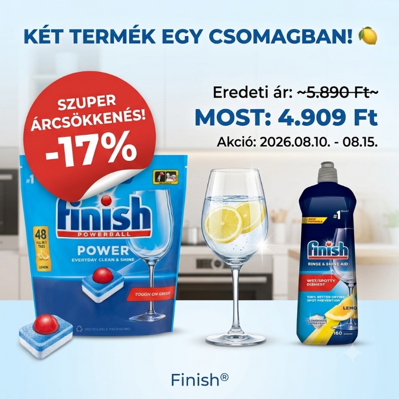 Mosogatógép öblítő- és kapszula Finish 800ml+48db Lemon