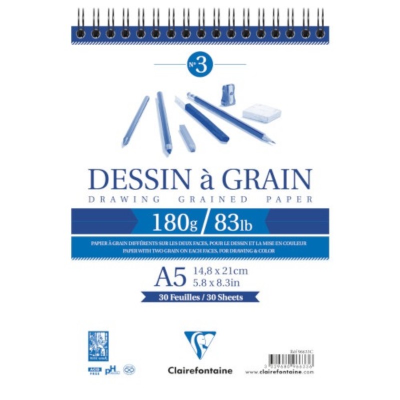 Rajztömb Clairefontaine A/5 180g 30 lap Művészeti