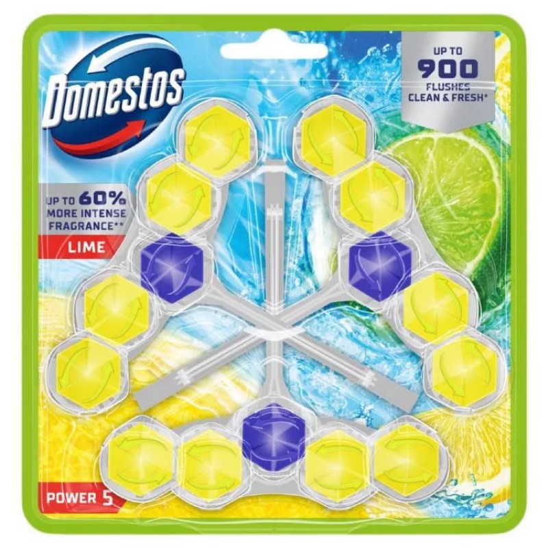 WC tisztító Domestos Power5 3x50g Lime